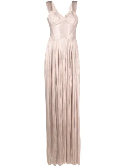 Maria Lucia Hohan Sabina Pleated Silk Gown In Neutrals