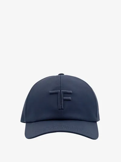 Tom Ford Embroidered Canvas And Leather Cap In Black