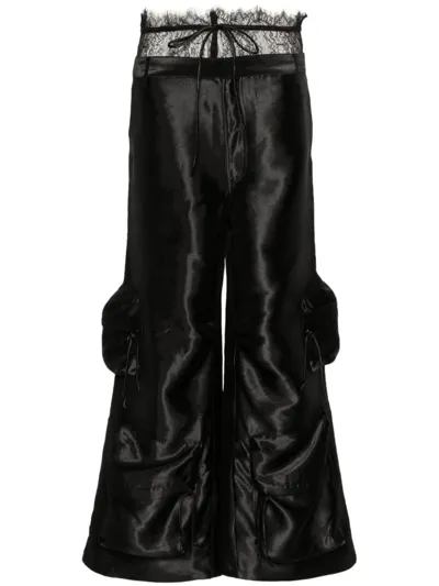 Rotate Birger Christensen Shiny Cargo Pants In Tap Shoe Black