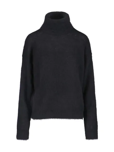 Saint Laurent Turtleneck Long-sleeved Jumper In Black