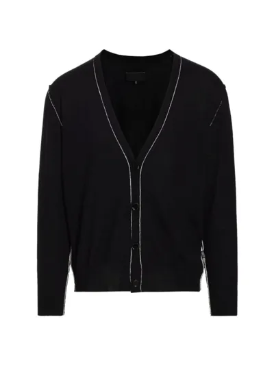 Mm6 Maison Margiela Single-stitch Fine-knit Cardigan In Black