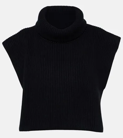 The Row Eppie Ribbed-knit Cashmere Collar In Blue