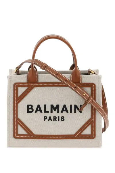 Balmain Small B-army Canvas Bag In Neutrals