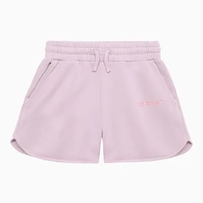 Off-white Kids' Off White™ Lilac Cotton Shorts With Big Bookish Logo In Purple