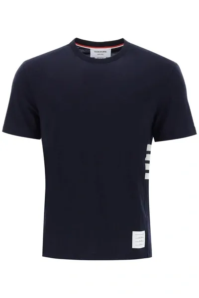 Thom Browne Blue 4-bar Cotton T-shirt In Navy