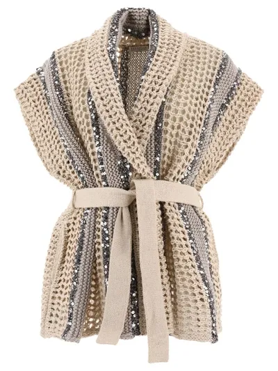 Brunello Cucinelli Sequin Embellished Cardigan In Multicolor