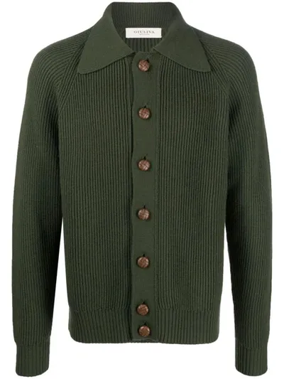 Giuliva Heritage The Nino Button-up Cardigan In Bottle Green