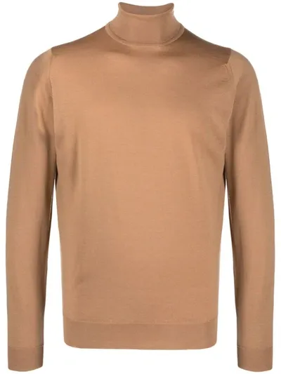 John Smedley Richards Roll-neck Wool Jumper In Brown