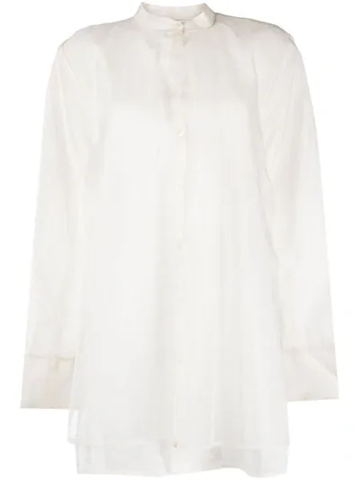 Rohe Button-up Band-collar Blouse In Cream