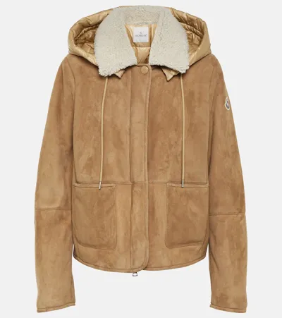 Moncler Dafne Suede Hybrid Jacket In Ivory