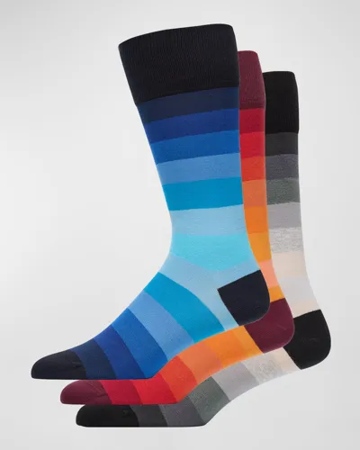 Paul Smith Men's Erwin Stripe 3-pack Crew Socks In Multi