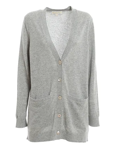 Michael Kors Cashmere Melange Cardigan In Grey