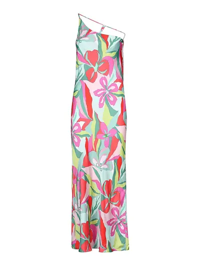 Sisters Floral Print One Shoulder Dress In Multicolor