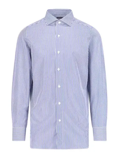 Finamore 1925 Stripe Shirt In Blue