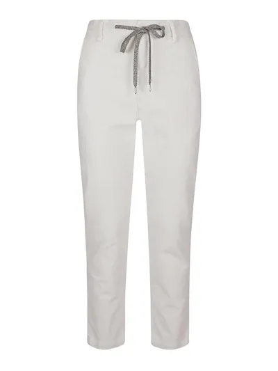 Eleventy 1000 Stripe Velvet Trousers In Blanco