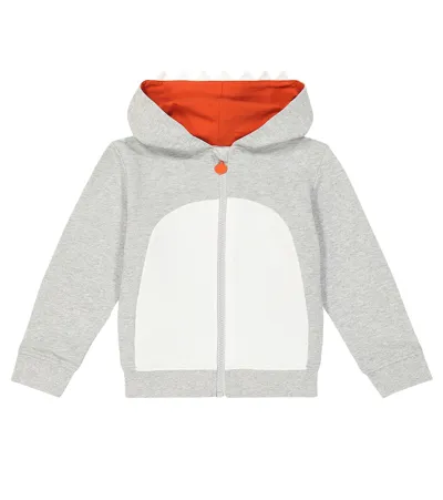 Stella Mccartney Kids' Shark Cotton Jersey Hoodie In Grey