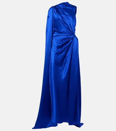 Roksanda Asymmetric Draped Silk Gown In Blue