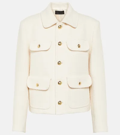 Nili Lotan Paloma 4 Brass Button Flap-pockets Boucle Jacket In Ivory