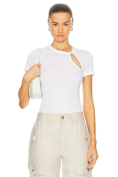 Helmut Lang Ribbed Knit Cutout Tee In White