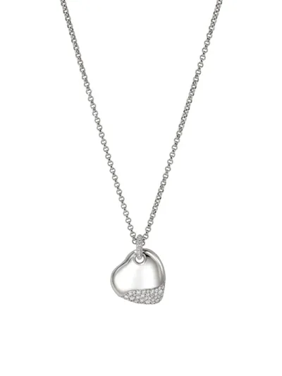 John Hardy Women's Pebble Sterling Silver & 0.62 Tcw Diamond Heart Pendant Necklace