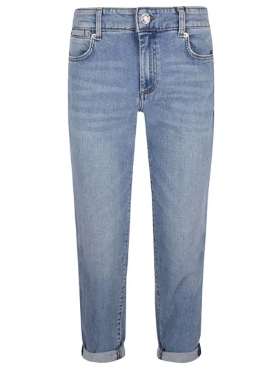 Sportmax Logo Patch Cropped Jeans In Blue