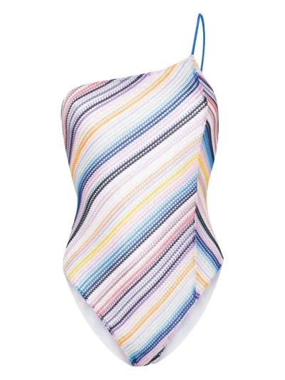 Missoni Striped Knit One-piece Swimsuit In Multicolour