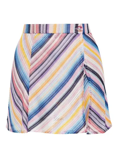 Missoni Striped Knit Mini Skirt In Blue