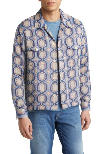 Corridor Mosaic-print Military Jacket In Blue