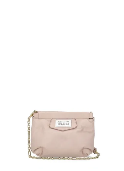 Maison Margiela Logo-patch Leather Shoulder Bag In Pink