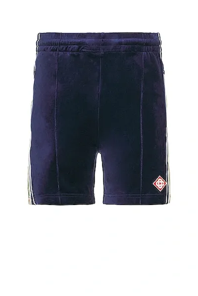 Casablanca Velour Laurel Shorts In Navy