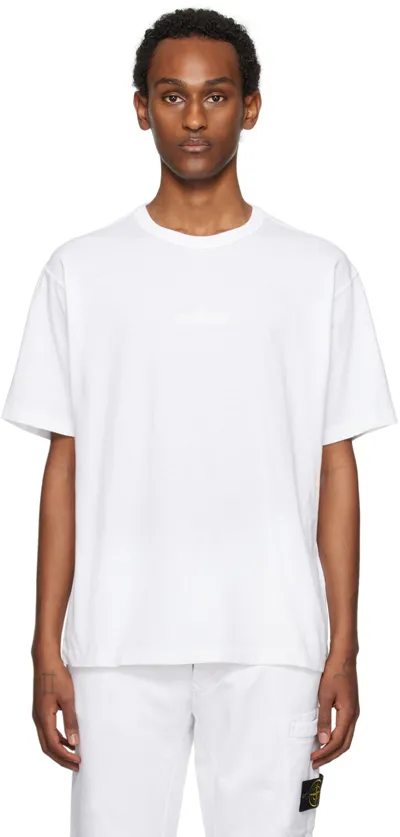 Stone Island White Embroidered T-shirt