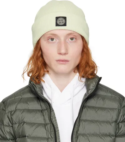 Stone Island Green Patch Beanie In V0051 Pistachio