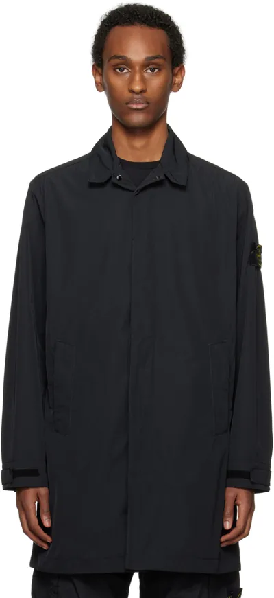 Stone Island Black Patch Coat In V0029 Black