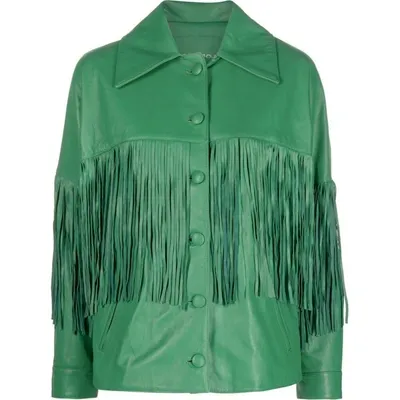 Dancassab Taylor Fringed Jacket In Green