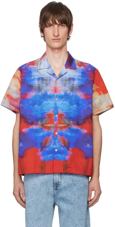 Fiorucci Multicolor Flower Blur Shirt In Blue