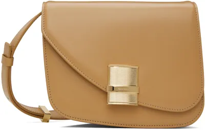 Ferragamo Tan Small Fiamma Crossbody Bag In Brown