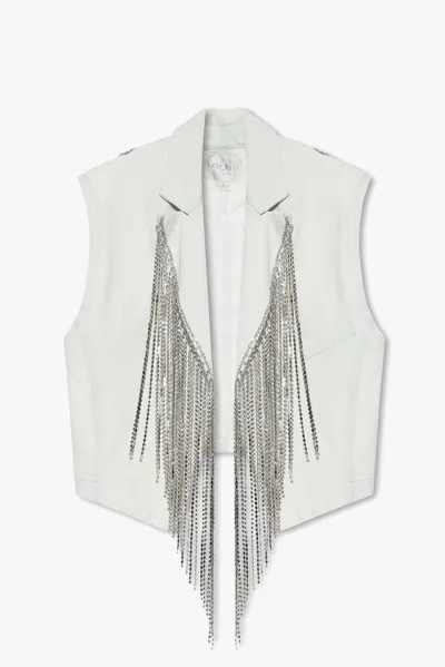 Forte Forte Crystal Fringed Denim Vest In White