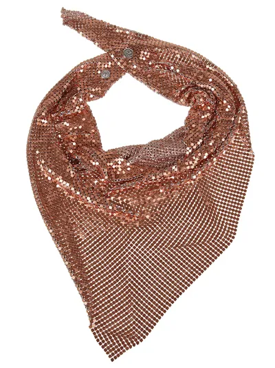 Rabanne Paco  Chainmail Triangle Shape Handkerchief Scarf In Orange