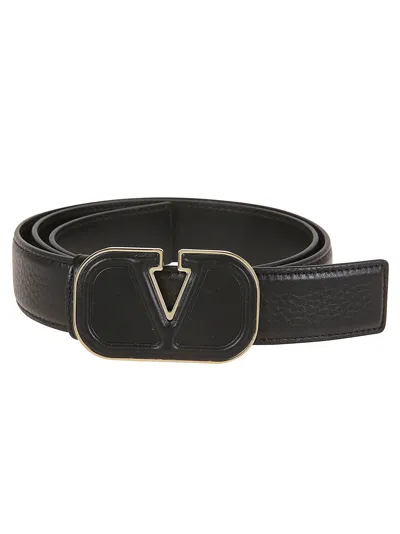 Valentino Garavani Belt H.30 Leather Vlogo In No Nero