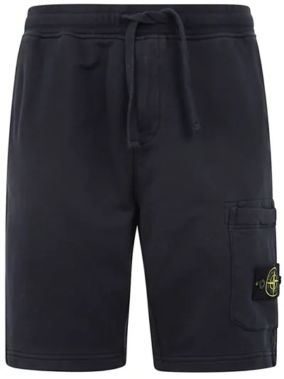 Stone Island Logo Patch Drawstring Shorts In Blue