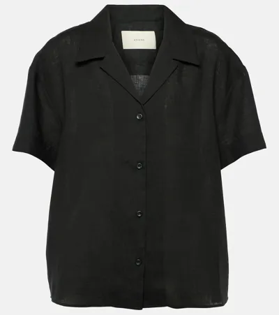 Asceno Prague Linen Shirt In Black