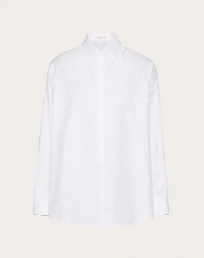 Valentino Cotton Poplin Shirt With Toile Iconographe Pattern In ホワイト