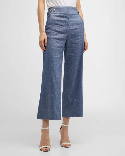 Veronica Beard Aubrie Cropped Pants In Blue Melange