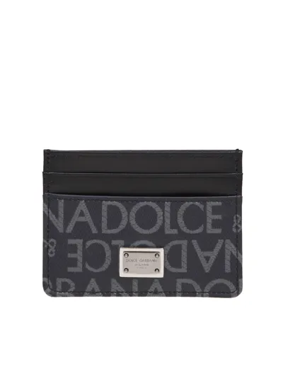 Dolce & Gabbana Credit Card Holder With Logo In Black / Grey