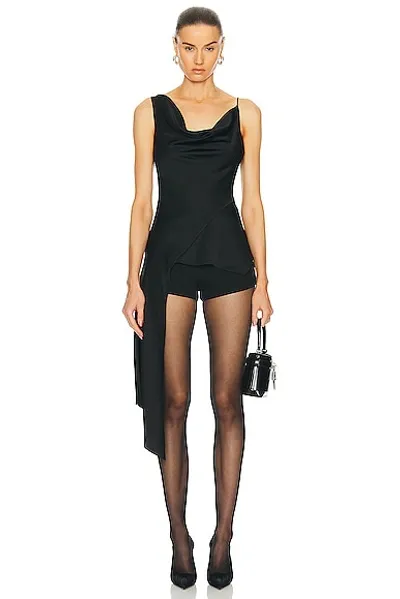 Simkhai Ronnie Draped Asymmetric Cowl Tank Top In Black