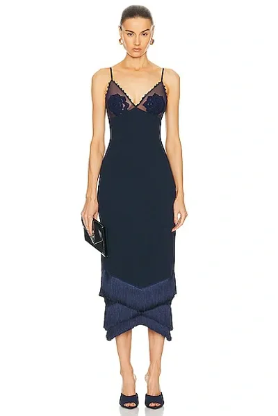 Patbo Embroidered Crochet Midi Dre In Blue