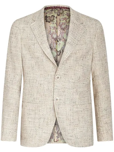 Etro Single-breasted Bouclé Blazer In Cream