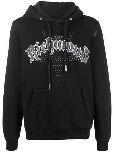 John Richmond Haider Logo-print Cotton Hoodie In Black