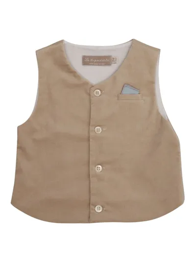 La Stupenderia Beige Waistcoat For Baby Boy In Sand