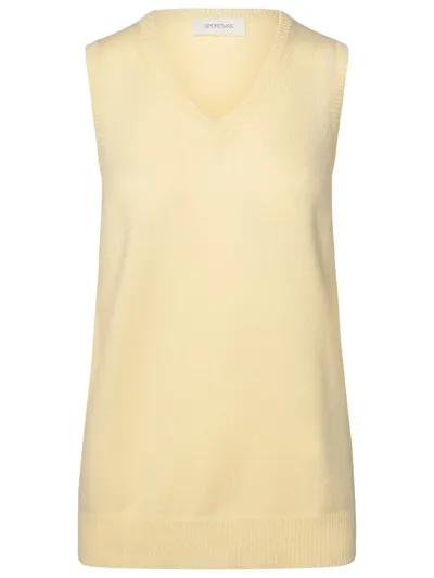 Sportmax Gimmy Wool & Cashmere Knit V-neck Top In Beige